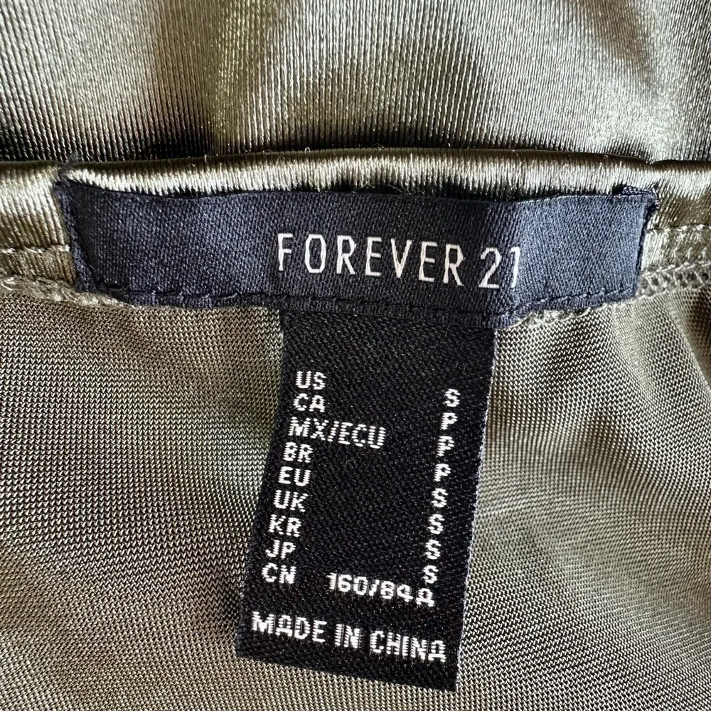 Forever 21 Olive Satin Bodycon Dress Size Small - Picture 5 of 5